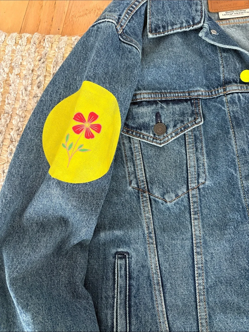 Levi's Blue Denim Trucker Jacket SIZE L - Picture 4 of 6